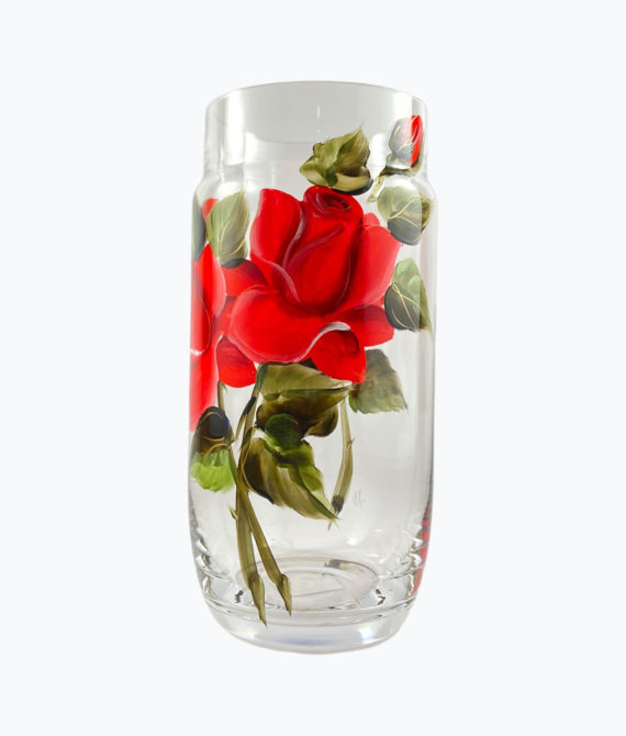 Maľovaná váza červená ruža 23cm