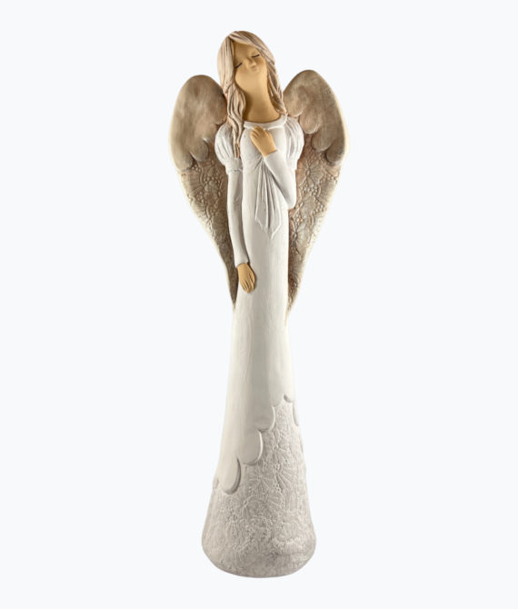 Anjelik v bielej farbe s vyrezávanými krídlami