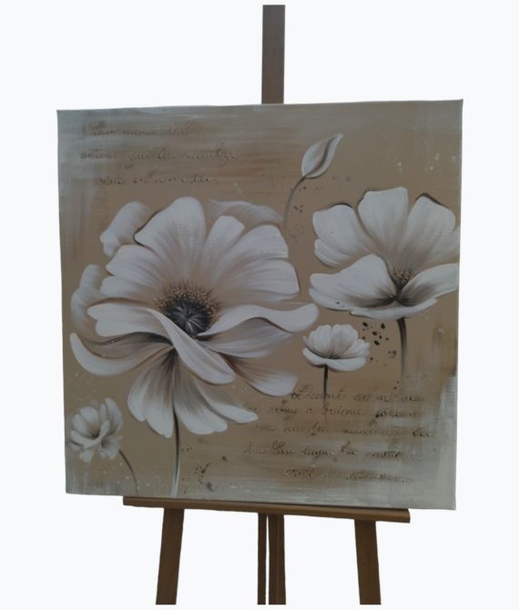 Maľovaný obraz Béžové kvety 70×70 cm