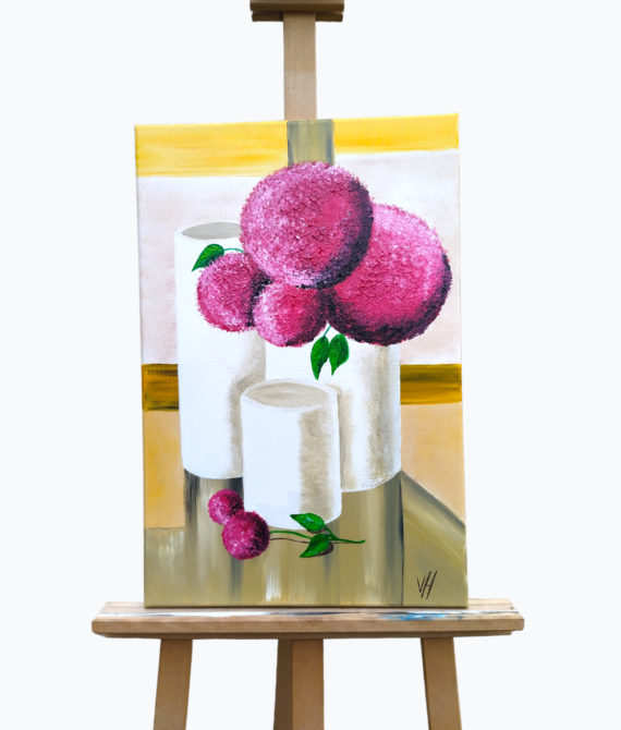 Maľovaný obraz Bordové kvety 40×60 cm