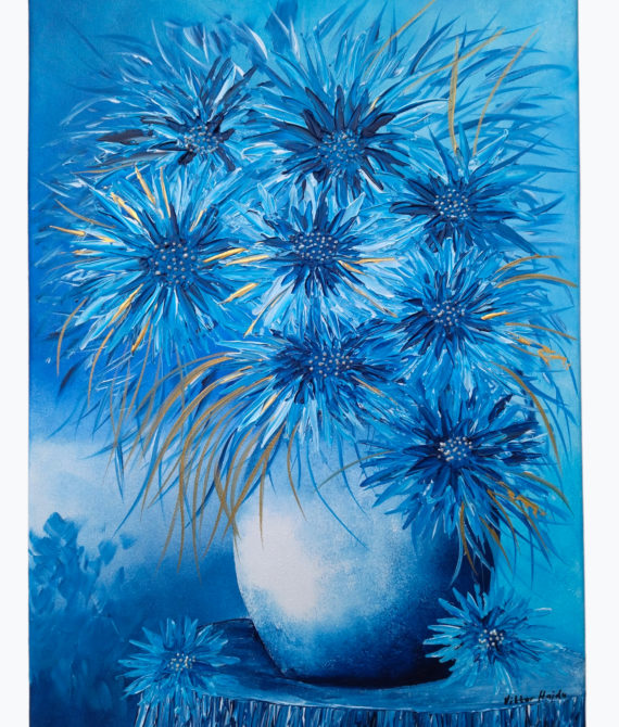 Maľovaný obraz Modré zátišie 50×70 cm