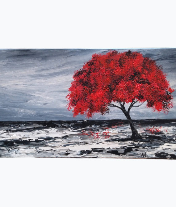 Maľovaný obraz Strom za súmraku 40×80 cm