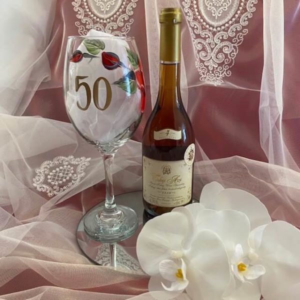 výročný pohár červená ruža 50