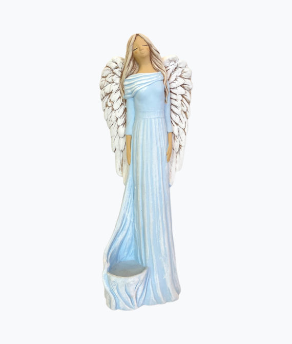 Krásny veľký modrý anjel s miestom na sviečku