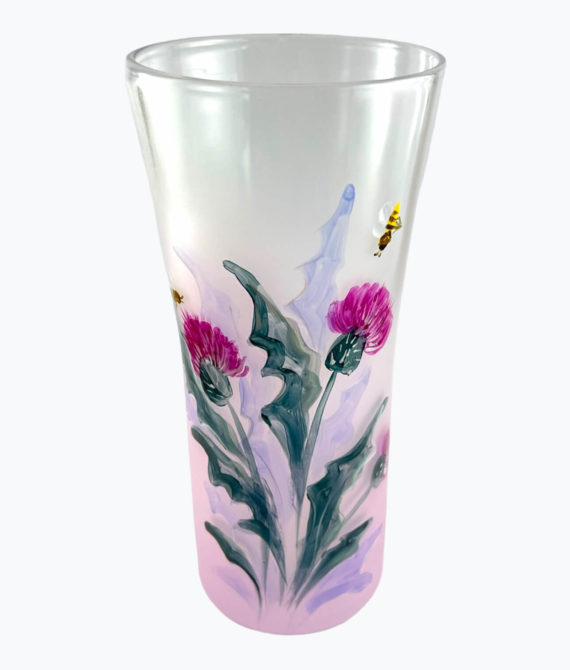 Maľovaná váza vysoká s motívom kvetou a včely