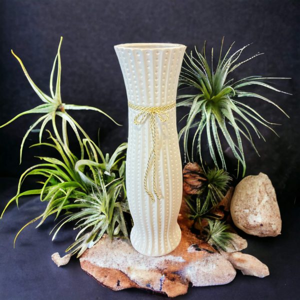 Biela keramická váza s dekoráciou
