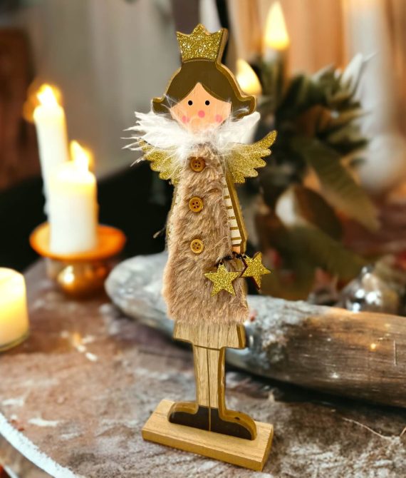 Vianočná dekorácia drevený anjel 31cm