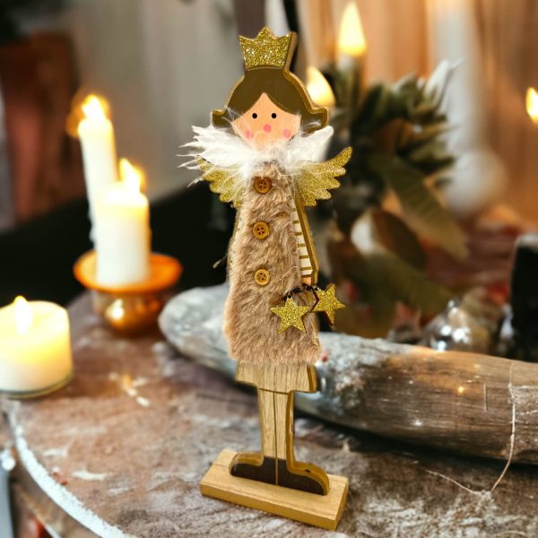 vianočná dekorácia drevený anjel